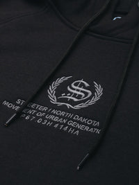 The Indian Garage Co Men Black Embroidered Hooded Sweatshirt