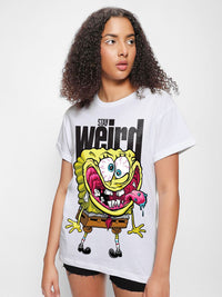 Bewakoof Women Graphic Printed Round Neck Cotton Relaxed Fit Spongebob T-shirt