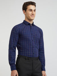 Raymond Men Blue Checked Pure Cotton Shirt