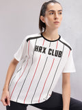 HRX by Hrithik Roshan Women Brand Logo Printed Striped T-shirt