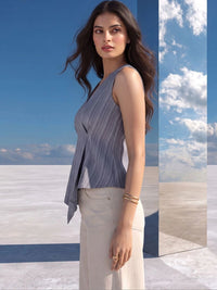 Mamicha Striped Cotton Peplum Top
