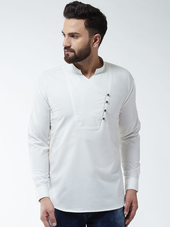 SOJANYA Lelaki Off-White Solid Kurta Lurus