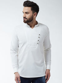 SOJANYA Men Off-White Solid Straight Kurta