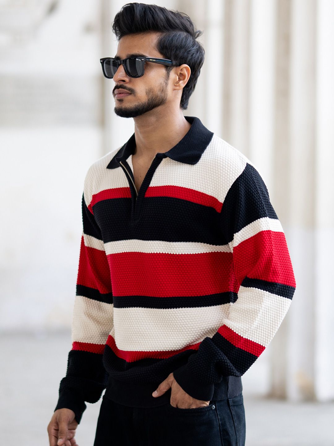 Powerlook Men Striped Polo Collar T-shirt