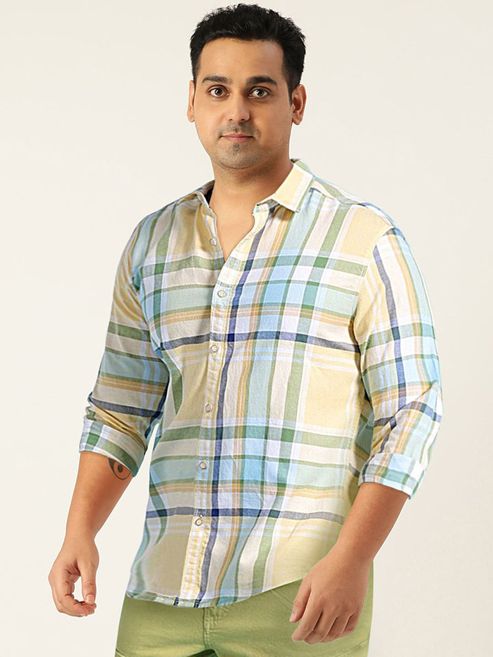 The Indian Garage Co Slim Fit Tartan Checked Pure Cotton Twill Casual Shirt