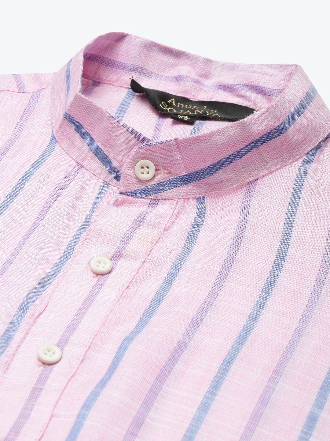 Anug by SOJANYA Men Pink & Blue Striped Kurta