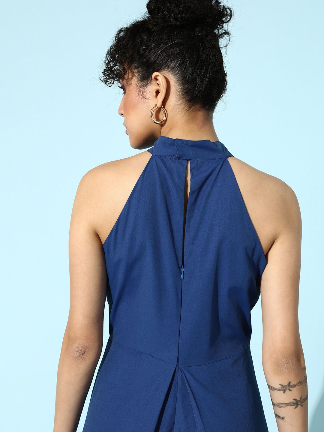 STREET 9 Women Blue Solid Waisted Dress