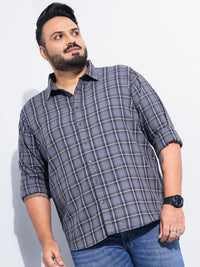 The Indian Garage Co Plus Size Windowpane Checked Cotton Casual Shirt