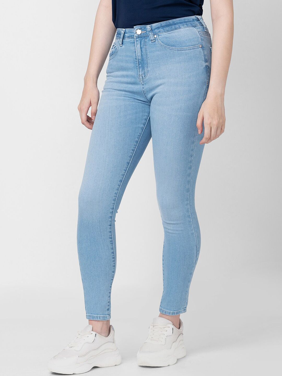 SPYKAR Women Super Skinny Fit High-Rise Light Fade Cotton Jeans