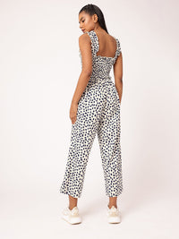 DressBerry Classic Grunge Smocked Printed Basic Jumpsuit