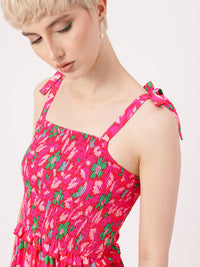 DressBerry Timeless Spring Floral Tiered Smocked Midi Dress