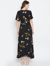 Berrylush Women Black Floral Printed Maxi Dress