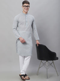 SOJANYA Geometric Embroidered Regular Pure Cotton Kurta With Churidar