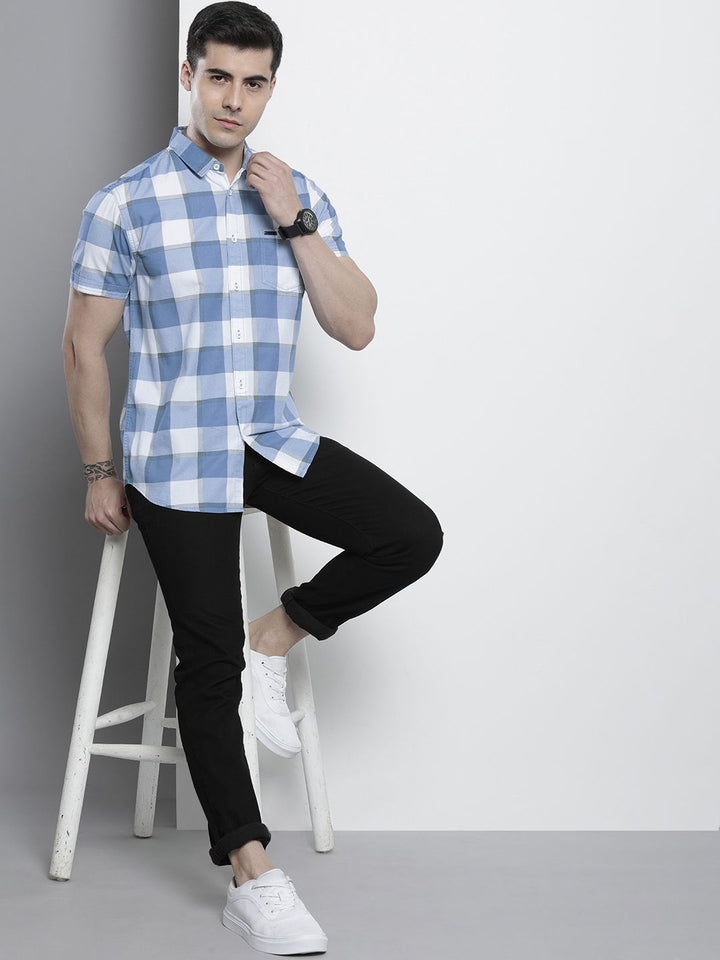 The Indian Garage Co Men Windowpane Checked Casual Shirt