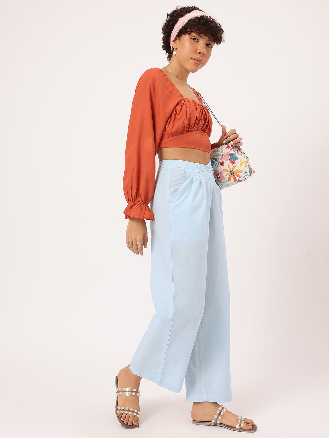 DressBerry Women Asymmetric Waist Pleated Formal Trousers
