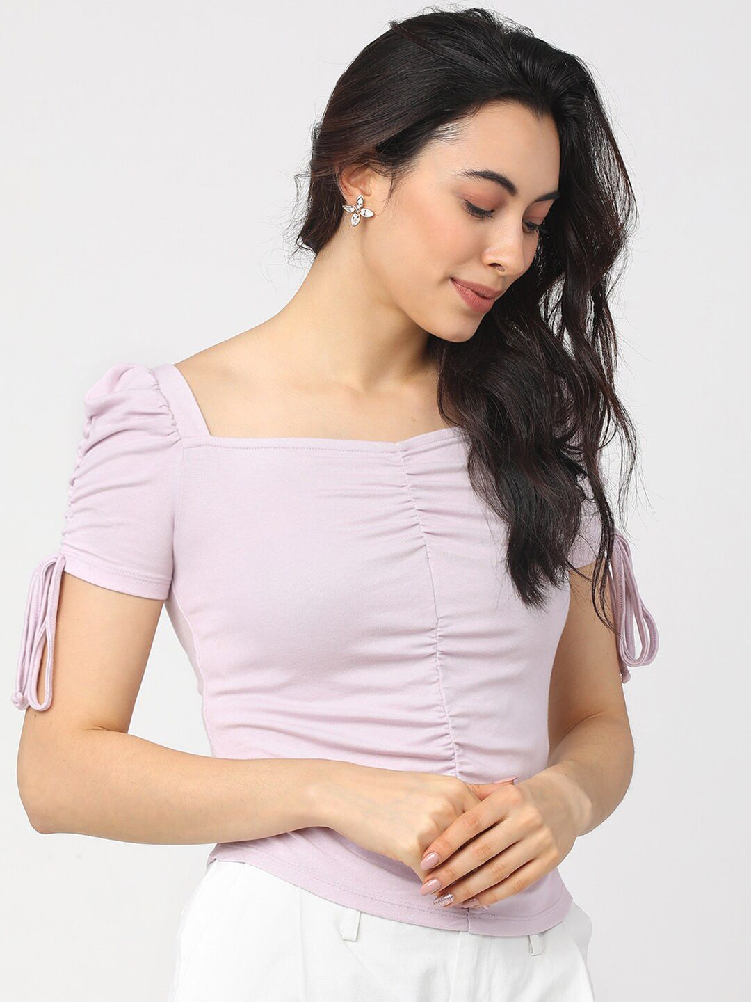 Tokyo Talkies Purple Solid Regular Top
