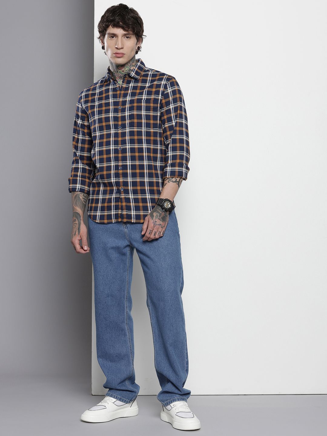 The Indian Garage Co Slim Fit Checked Casual Shirt