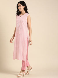 Anouk Ethnic Motifs Printed Pure Cotton Lace Insert Kurta with Trousers