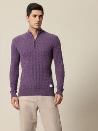 Mr Bowerbird Mock Collar Cable Knit Pullover Sweater