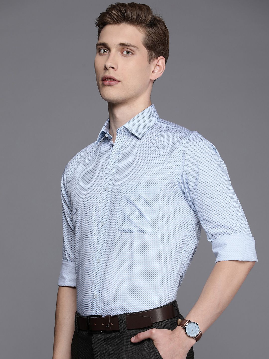 Raymond Pure Cotton Slim Fit Floral Printed Formal Shirt