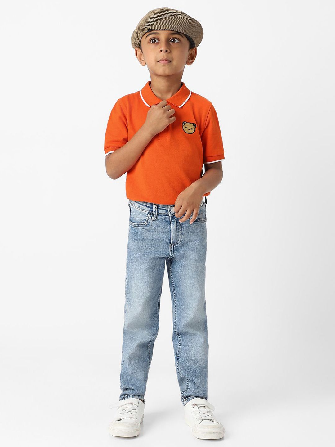 Nauti Nati Boys Bio Finish Graphic Printed Polo Collar Cotton T-shirt