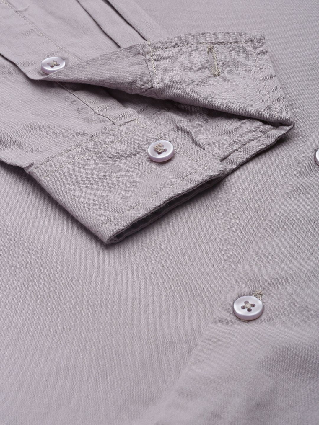 The Indian Garage Co Men Lavender Solid Pure Cotton Casual Shirt