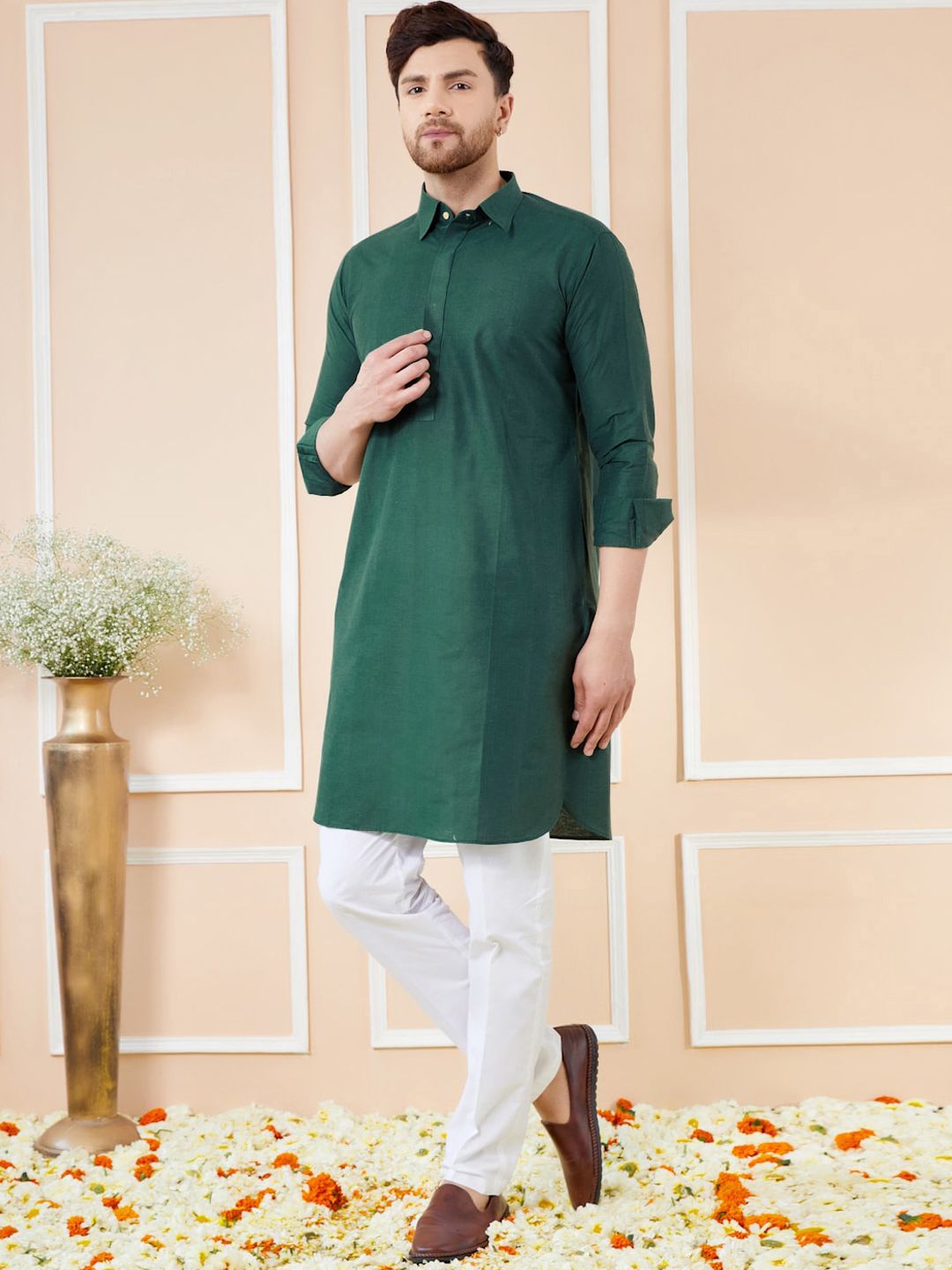 See Designs Shirt Collar Cotton Pathani Kurta
