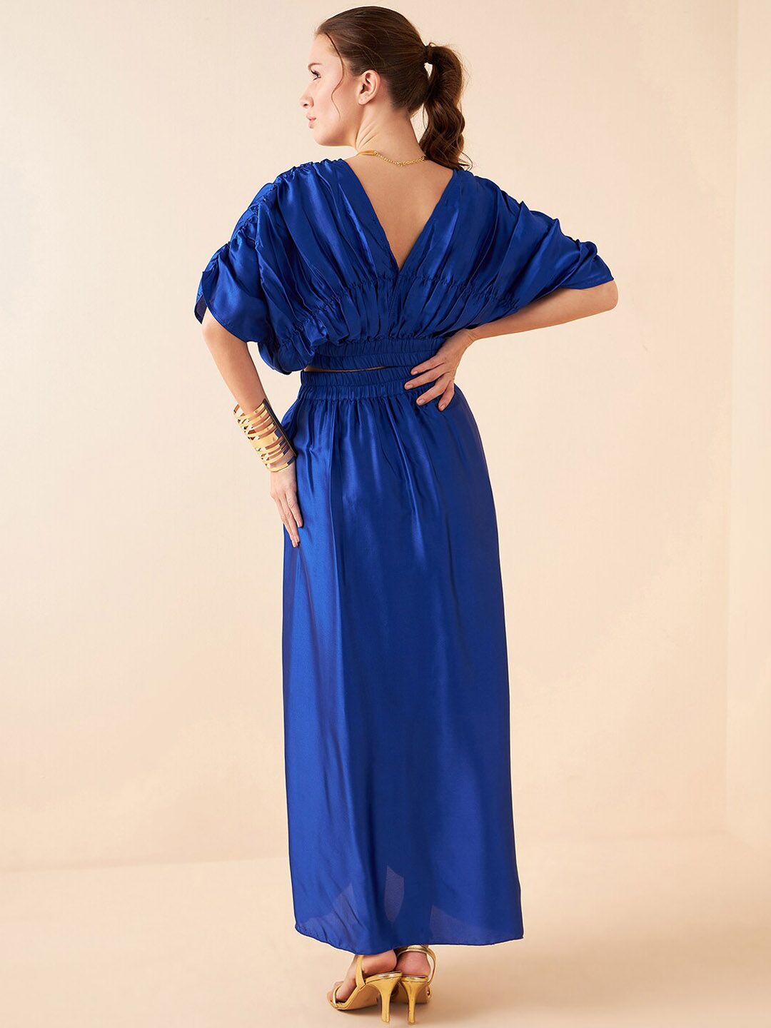 Antheaa V-Neck Drapped Top & Skirts