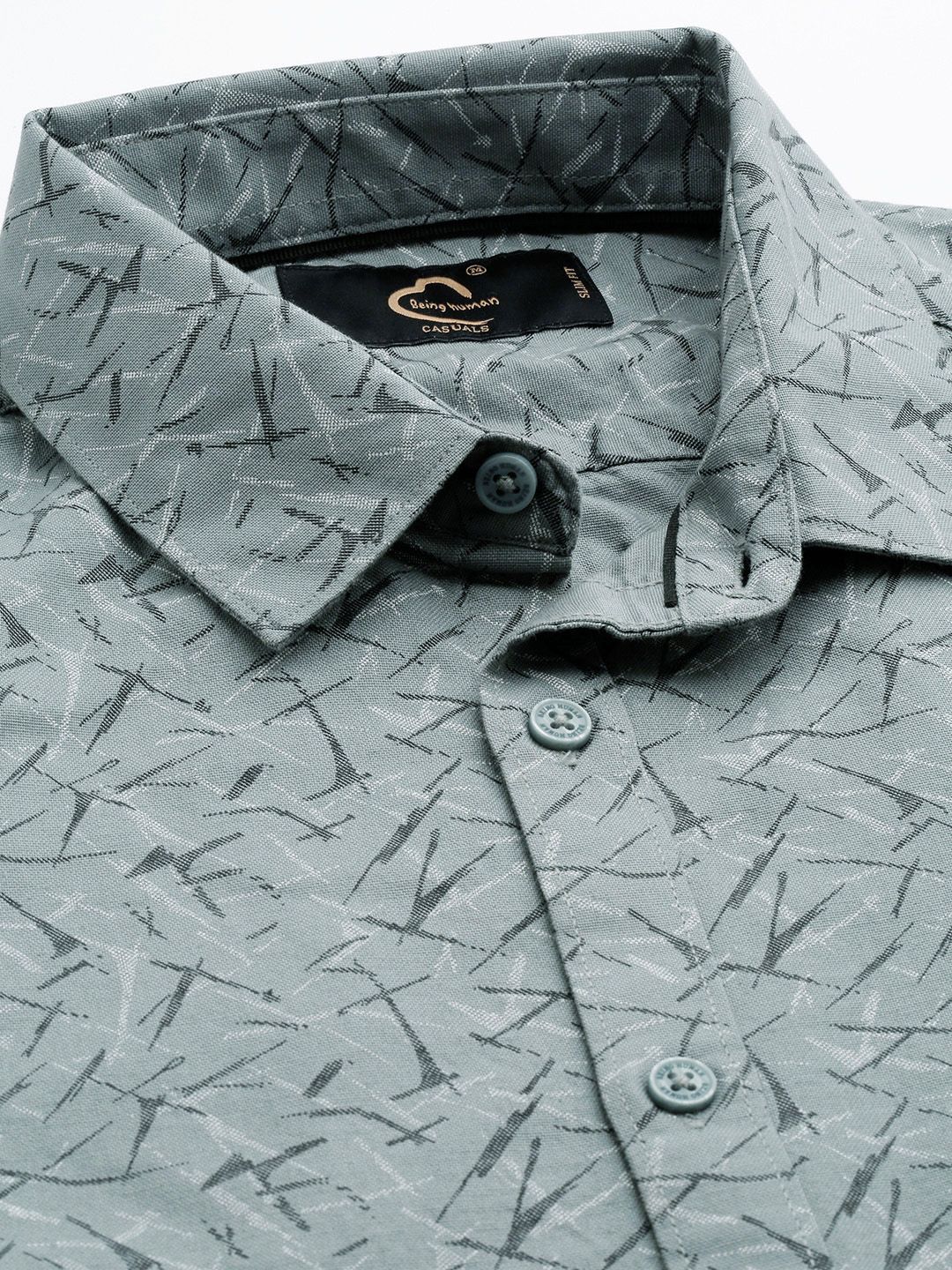Being Human Slim Fit Opaque Printed Pure Cotton Casual Shirt