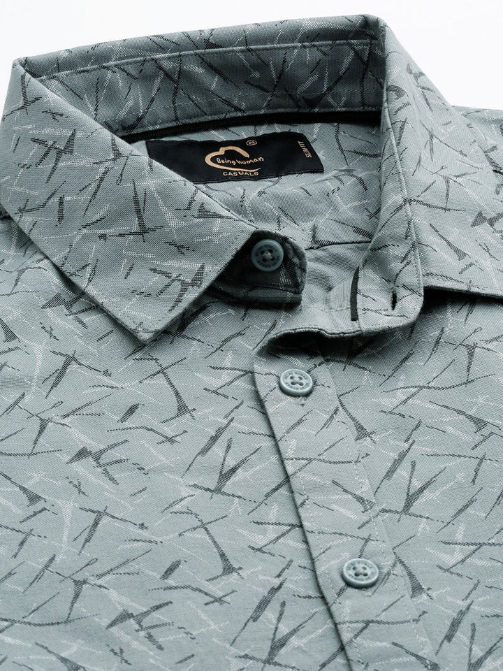 Being Human Slim Fit Opaque Printed Pure Cotton Casual Shirt