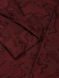 Thomas Scott Men Spread Collar Textured Premium Slim Fit Casual Shirt