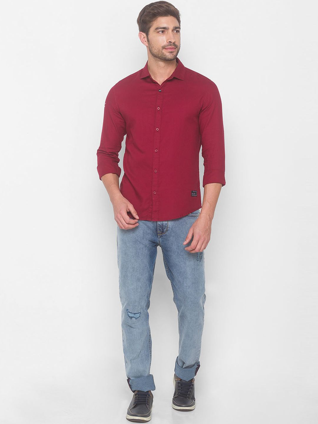 SPYKAR Men Red Casual Shirt