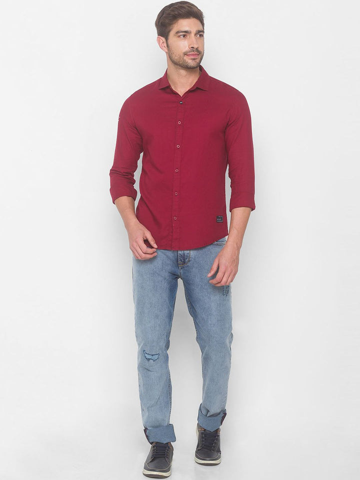 SPYKAR Men Red Casual Shirt
