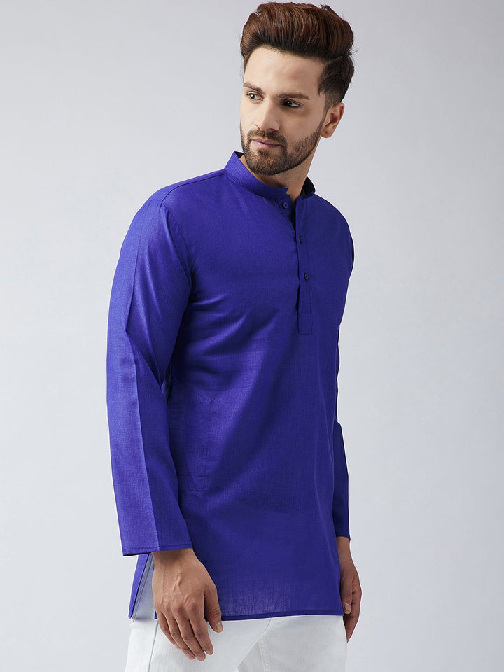 SOJANYA Lelaki Biru Solid Kurta Pendek