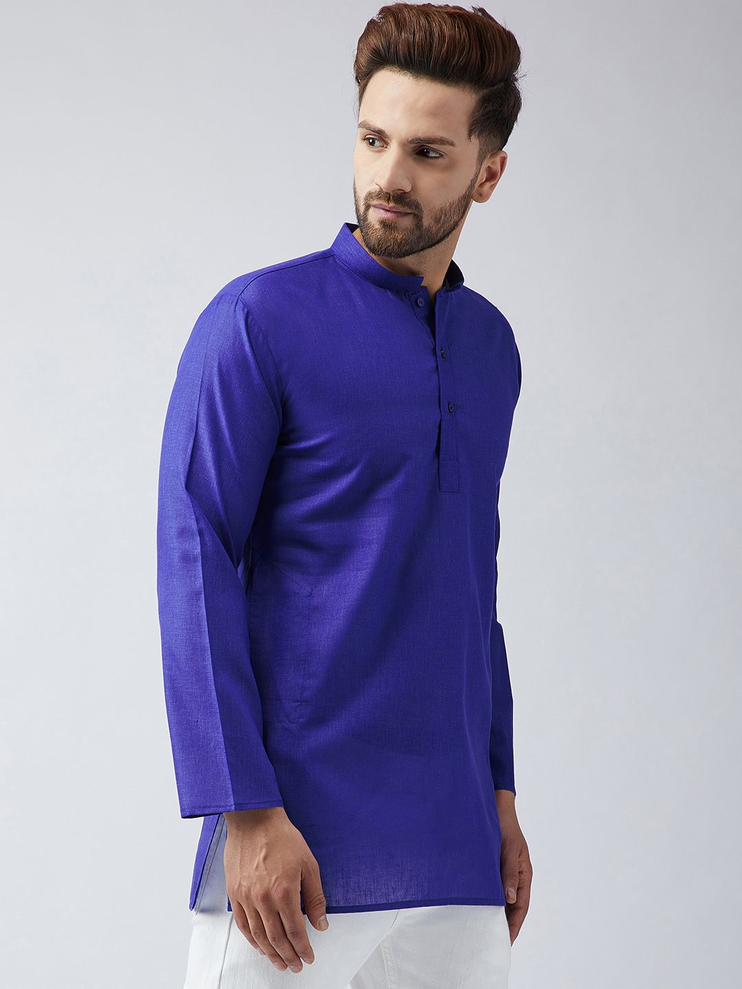 SOJANYA Lelaki Biru Solid Kurta Pendek