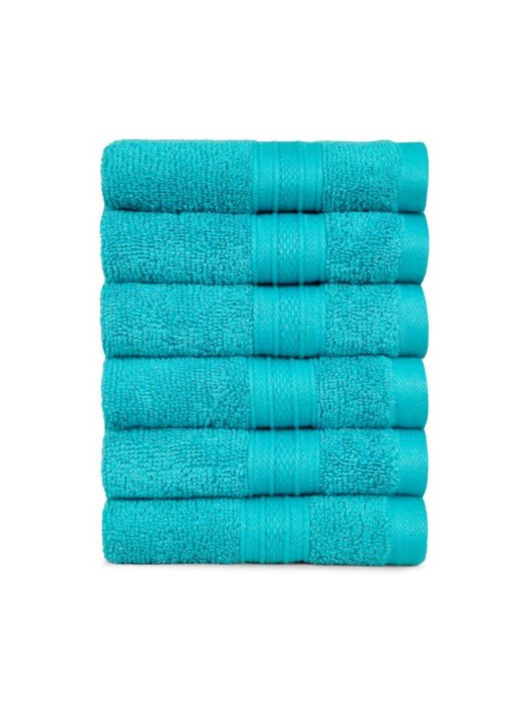 MYTRIDENT Teal Blue 6 Pieces Cotton Soft Comfort 500 GSM Reversible Face Towel