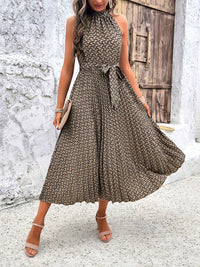 all about you Abstract Printed Halter Neck Fit & Flare Midi Dress