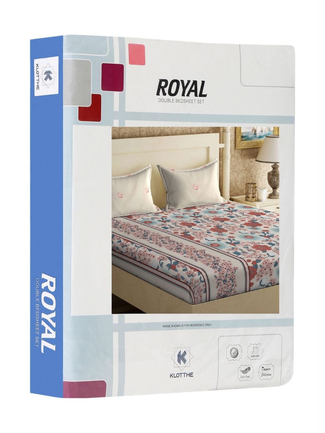 KLOTTHE White & Brown Floral Printed 300 TC King Double Bedsheet With 2 Pillow Covers