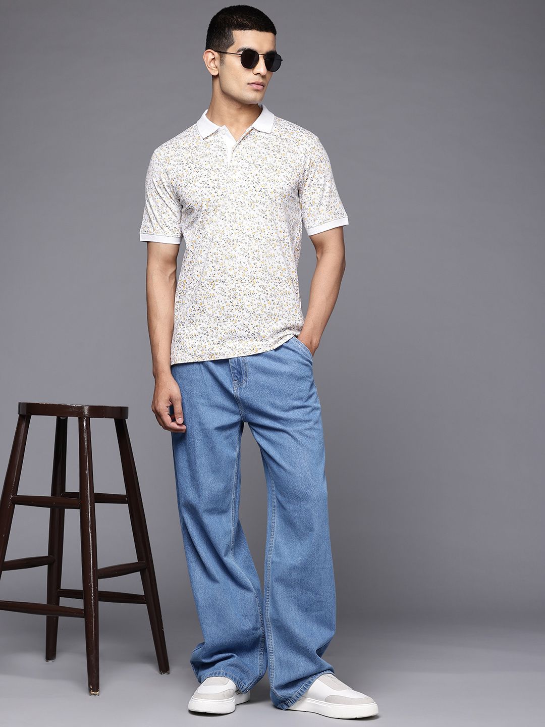Raymond Printed Polo Collar Pure Cotton Slim Fit T-shirt
