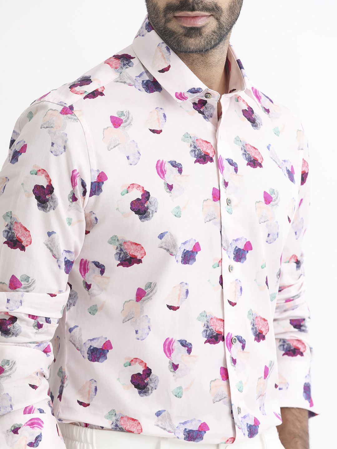 RARE RABBIT Men Pink Standard Slim Fit Printed Casual Shirt