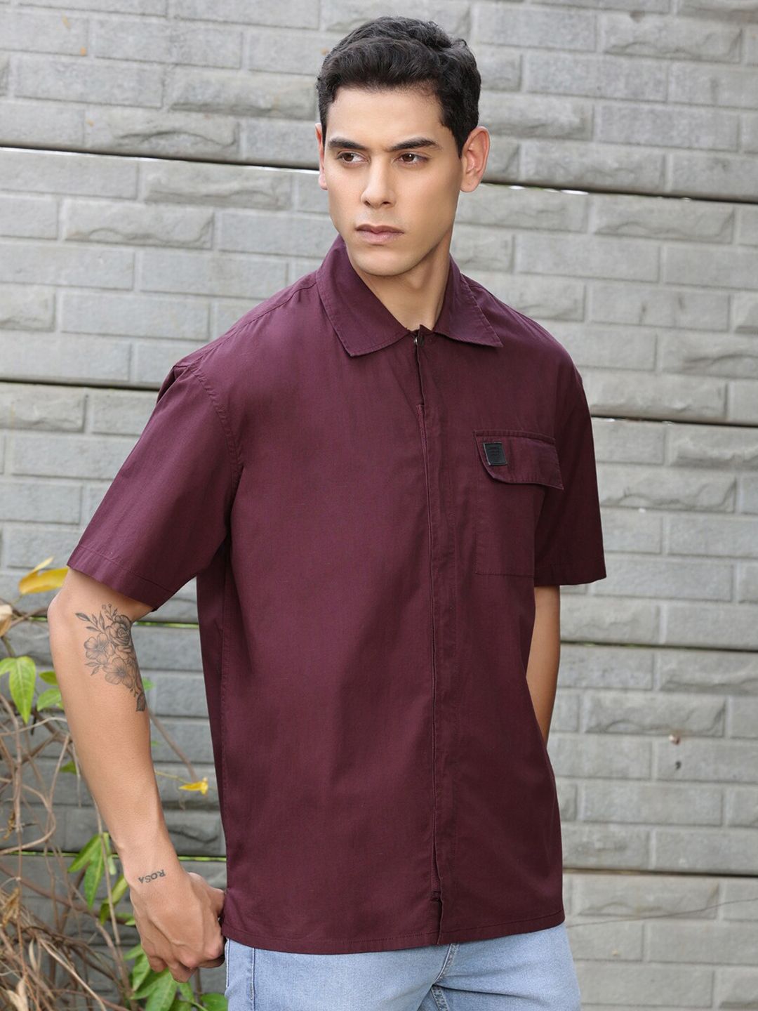 Thomas Scott Men Solid Premium Boxy Opaque Casual Shirt
