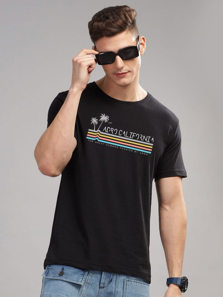 ADRO Typography Printed Round Neck Pure Cotton T-shirt