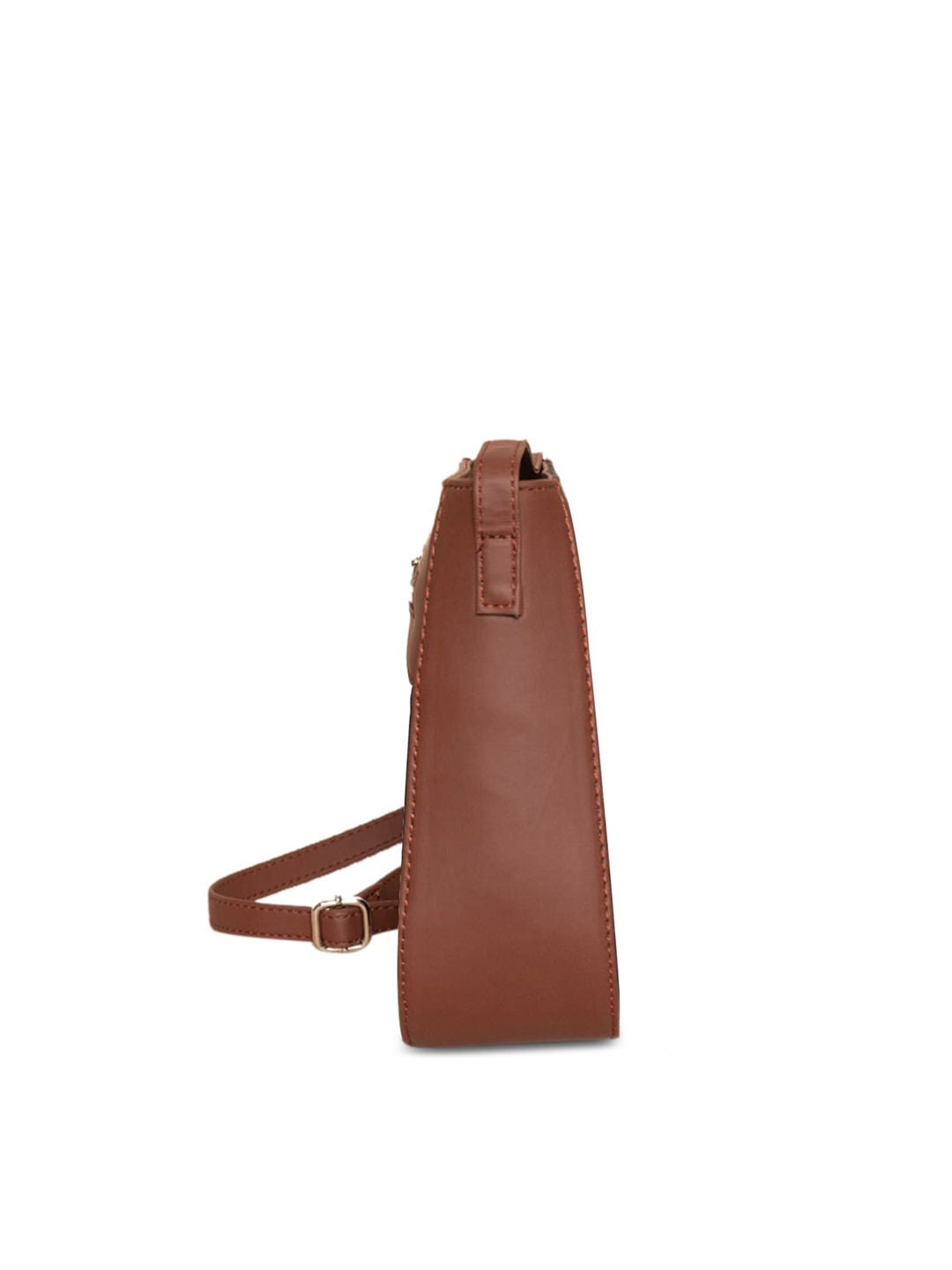ZOUK Orange Geometric Striped Structured Sling Bag