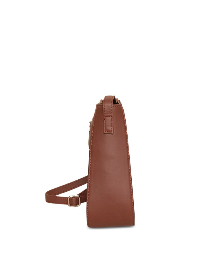 ZOUK Orange Geometric Striped Structured Sling Bag
