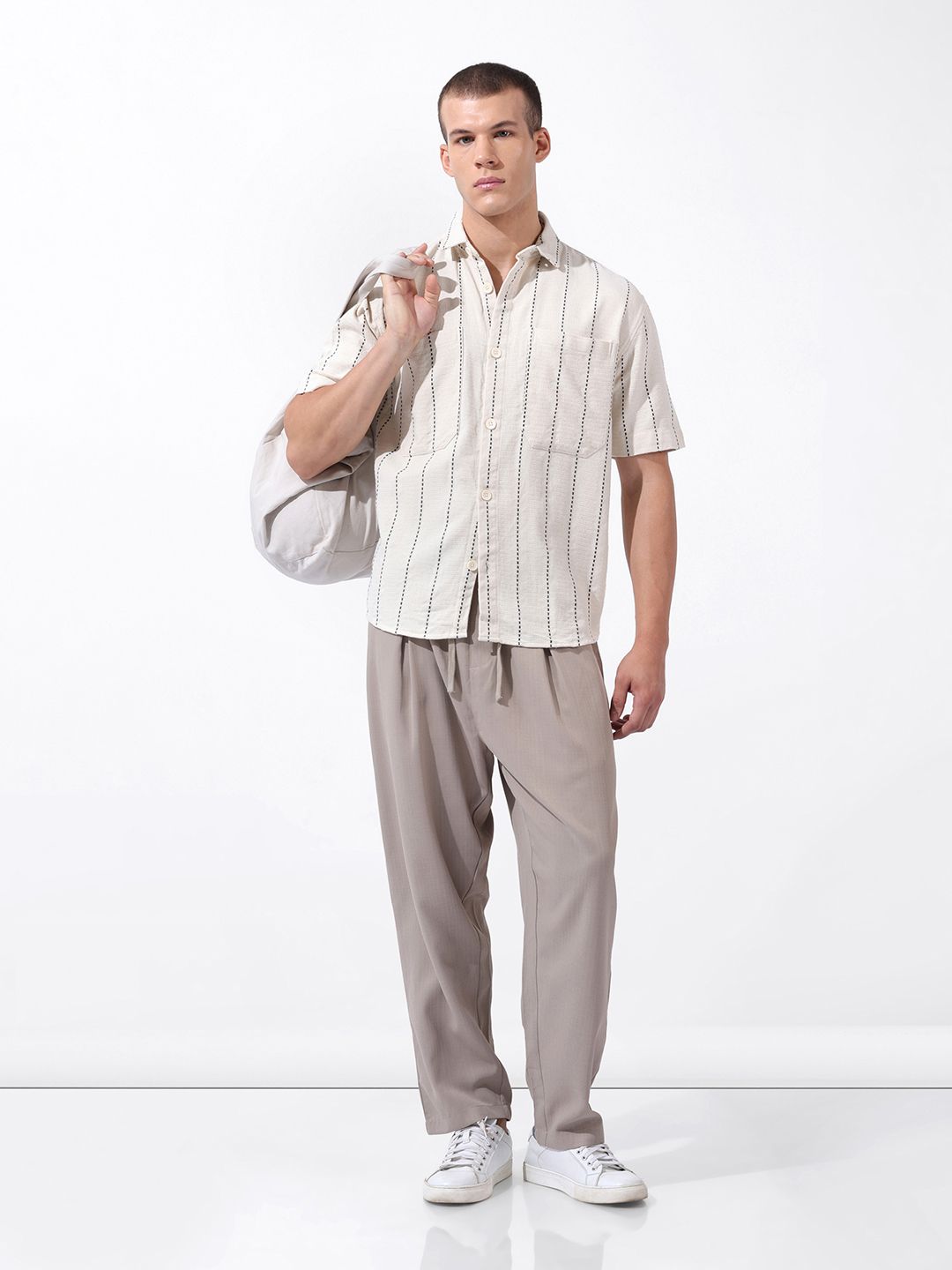 The Indian Garage Co Men Drop Crotch Loose Fit Harem Trousers