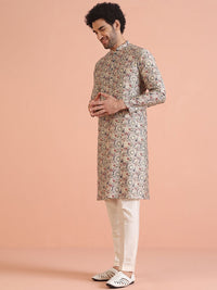 KISAH Mandarin Collar Ethnic Motifs Printed Regular Straight Kurta
