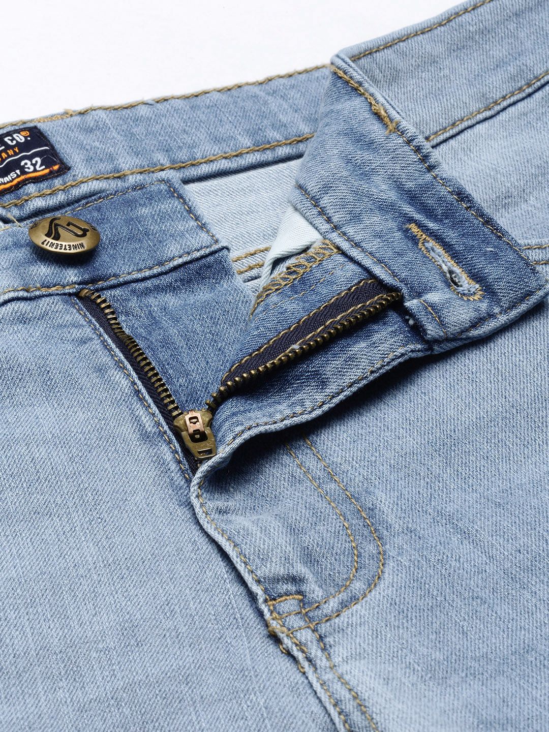 The Indian Garage Co Men Blue Slim Fit Denim Shorts