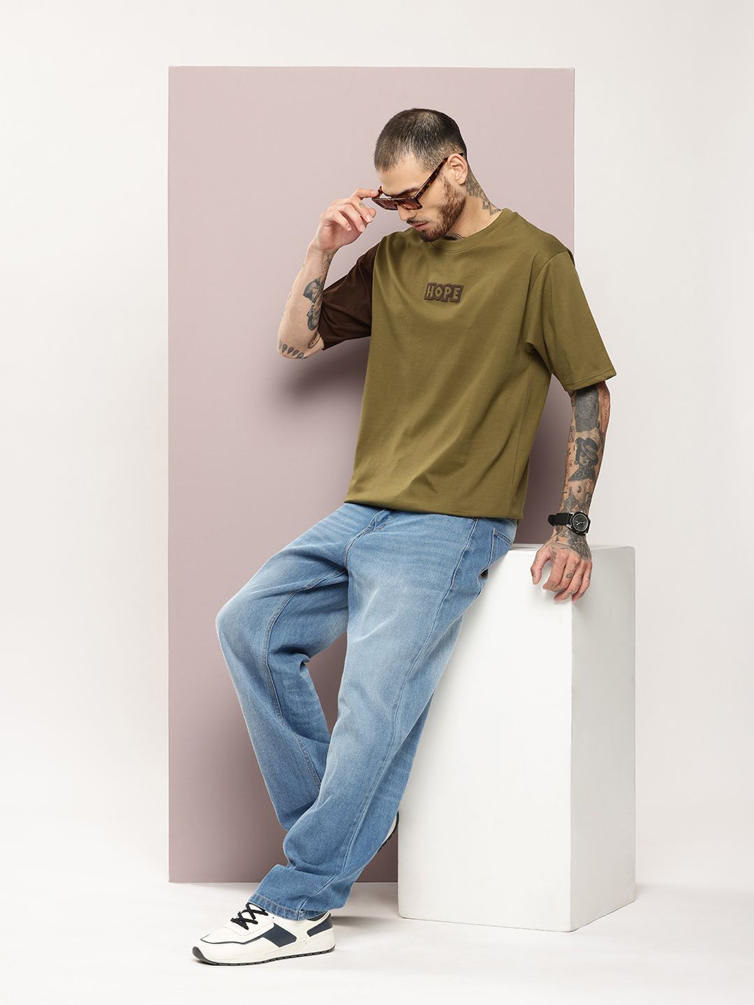 DILLINGER Men Typography Printed Embossed Oversized T-shirt