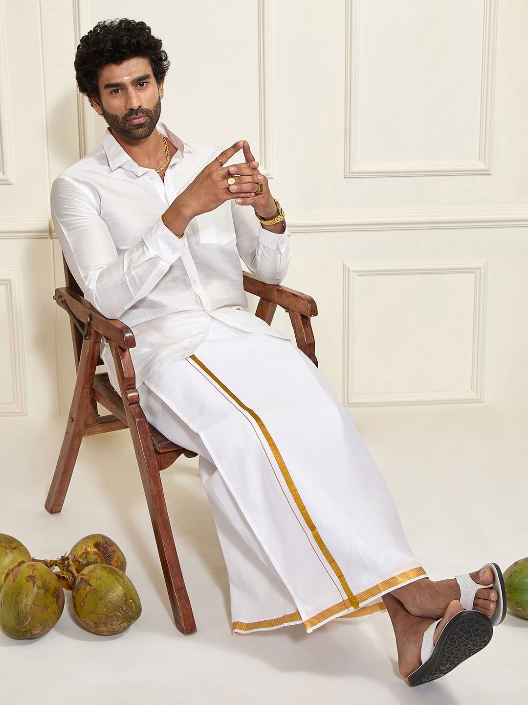 VASTRAMAY Shirt With Veshti Set