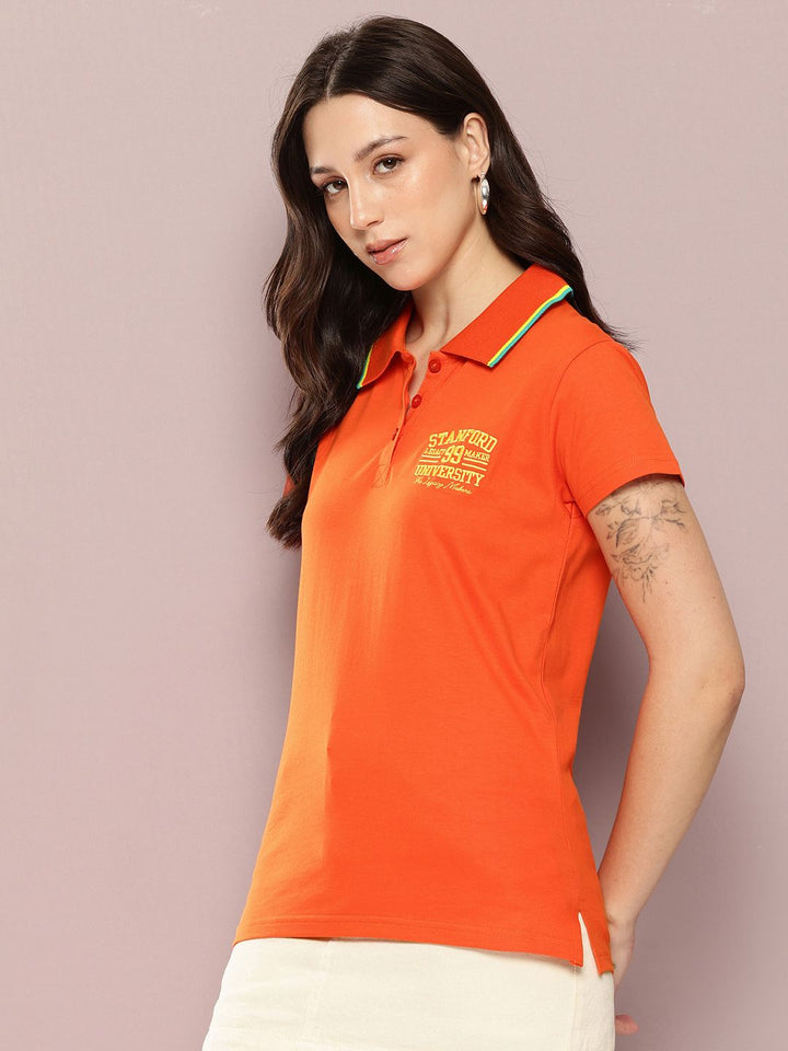 DILLINGER Women's Regular Fit Badge Embroidery Polo Tshirt
